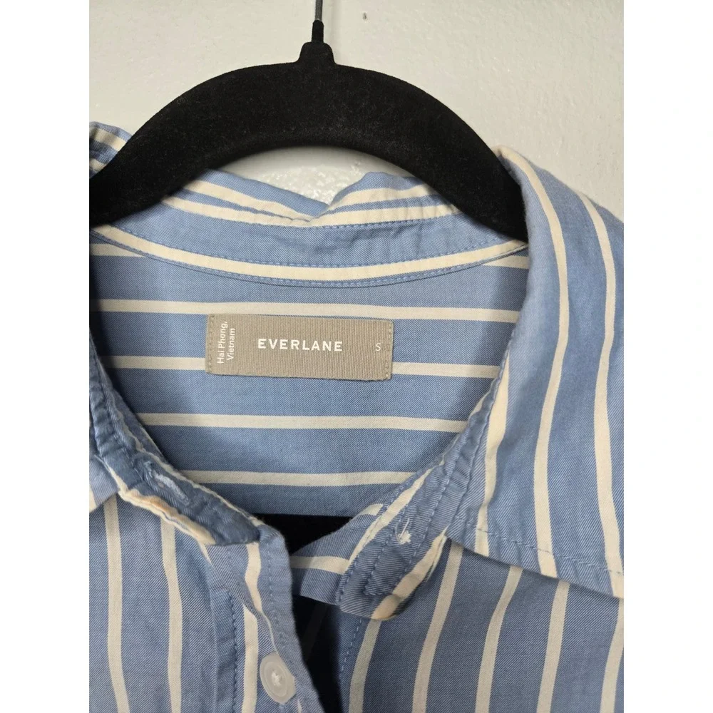 Everlane The Way Short Shirt Silky Cotton Striped Minimalist Preppy Size Small - Picture 8 of 10